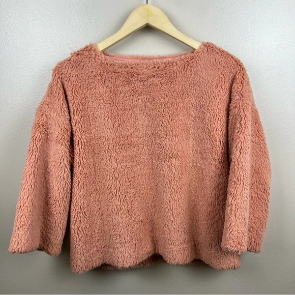 Madewell Superfurry Top Sweater Small Tinted Blush Pink Boxy Oversized Cozy - Picture 1 of 10